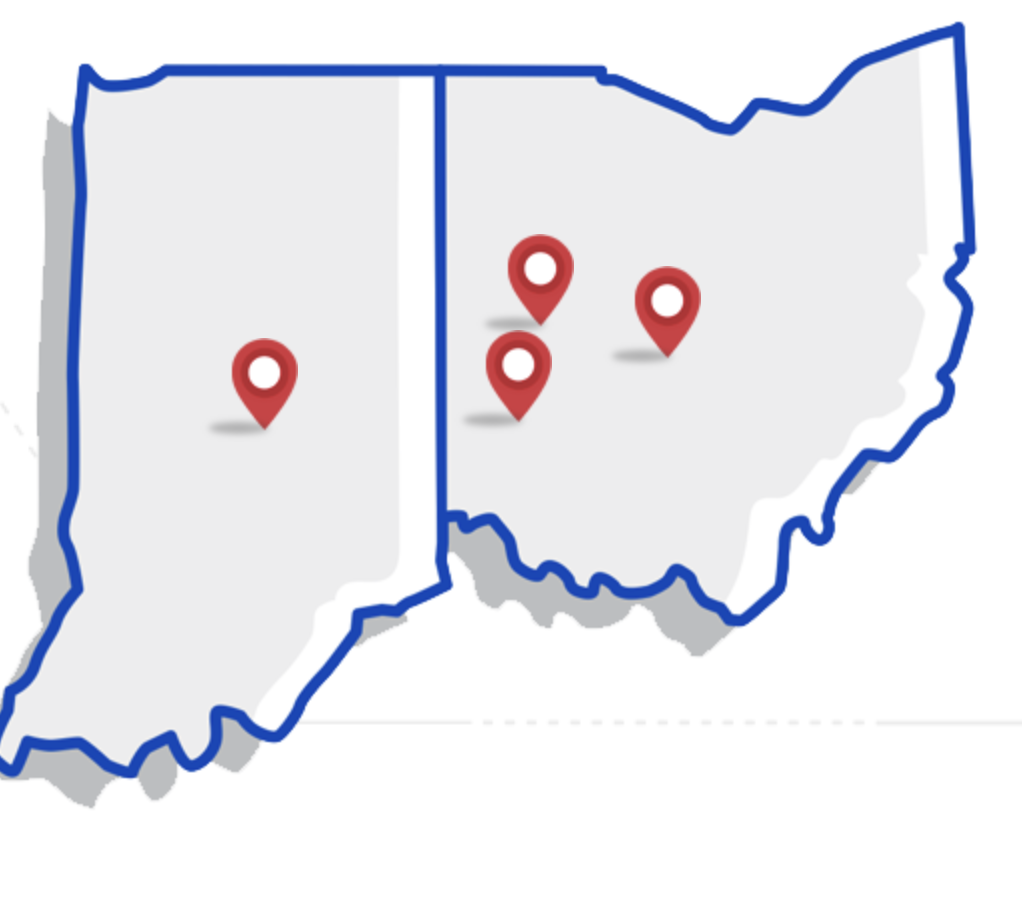 Map of Ohio and Indiana
